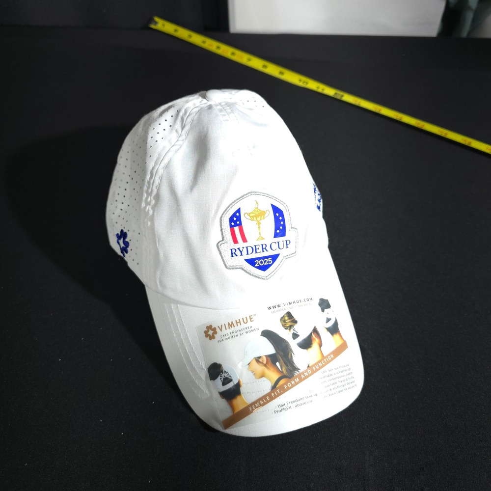 VIMHUE Ryder Cup 2025 Women Size 57 White Bethpage Black Golf Hat Ponytail Cap